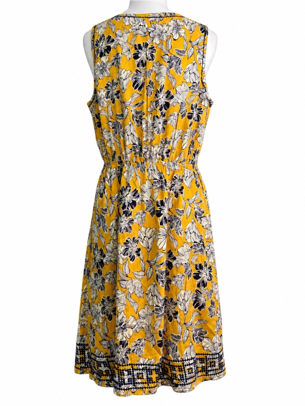 Market & Spruce Auria Embroidered Dress in yellow and navy large - Picture 3 of 13